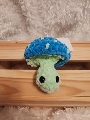 Mushroom Fidget Popper: Crocheted turquoise, light green