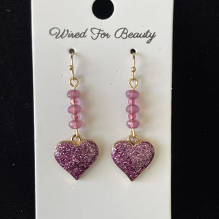 sparkly purple heart earrings RSV