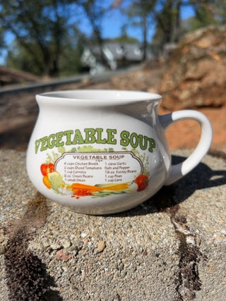 vintage Dat'l Do-It, Inc. ceramic vegetable soup recipe mug