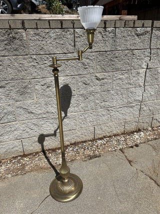 12F VTG Brass Torchiere Swing/Swivel Arm Decorated Base Floor Lamp MTS|80401