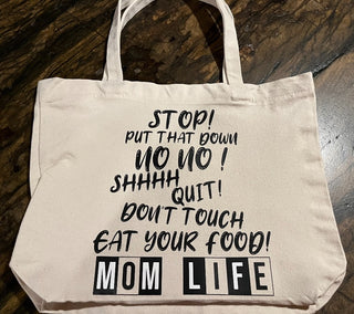 "Mom Life" Medium Zippered Canvas Tote|72459