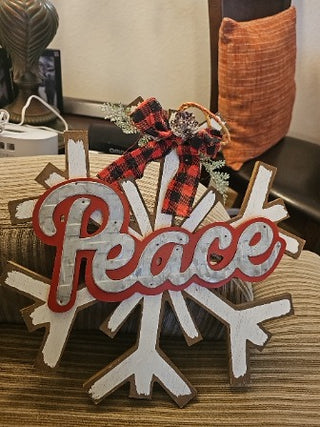 AD. Rustic Peace Snowflake Sign