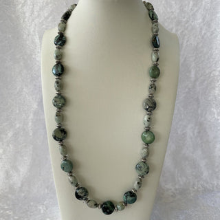 beaded necklace, green jasper RSV