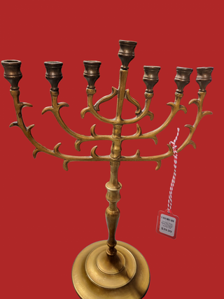 Vintage Solid Brass  17" Old Patina candlestick