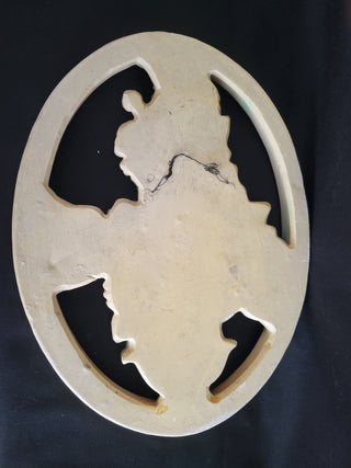 Vintage 11-1/2" Oval Chalk Ware Flowers Wall Plaque RCD|96431