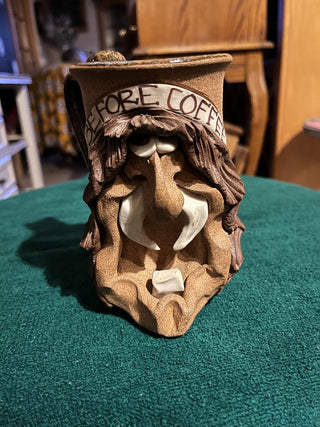 "Before Coffee" Vintage Pottery Mug|53120