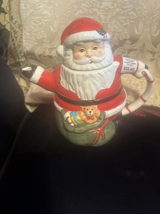 Santa Claus Themed Ceramic teapot jar with removable lid approx 8" tall #62 VV MTS|131832