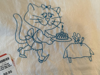 Cat / Mouse Birthday Tea Towel. #SM