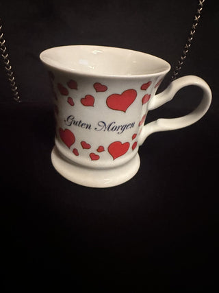 German Guten Morgan Mug design with hearts #62 VV MTS