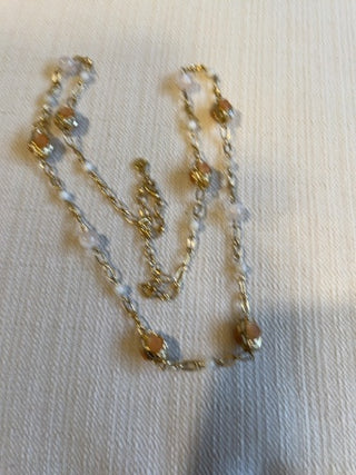 Gold tone, faux pearls, and peach colored stones talbots