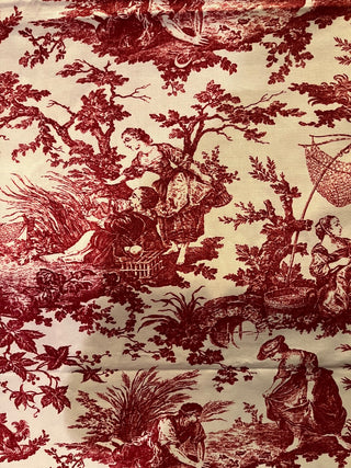 LOVELY RED & CREAM HEAVY-WEIGHT TOILE TABLECLOTH 54" SQUARE (KJS) RCD|52014