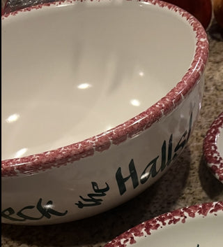 Vintage Chaparral Pottery Deck The Halls Serving bowl Spongeware RCD|126768