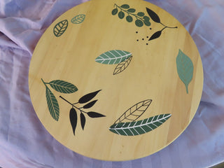 Wood lazy Susan w/leaves|73488