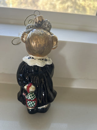 MUFFY VANDERBEAR PETITE PORTRAIT In BLACK WHITE Radko Christmas Glass Ornament-RSV|124595