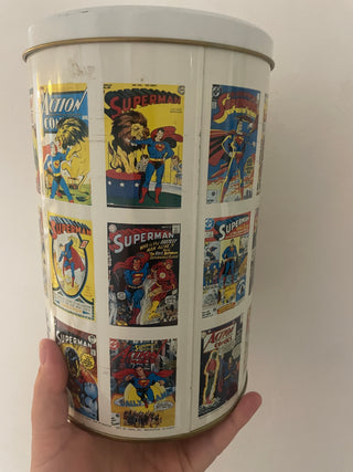 vintage 1987 superman pretzel tin