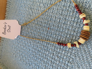 wood beaded choker necklace RCD