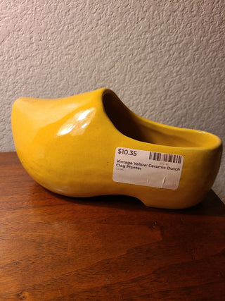 Vintage Yellow Ceramic Dutch Clog Planter