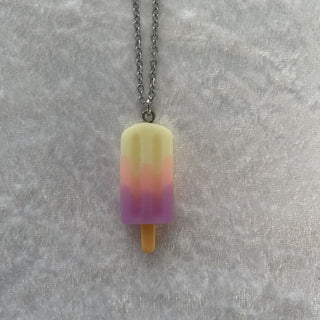 kid necklace, pink/purple popsicle RSV