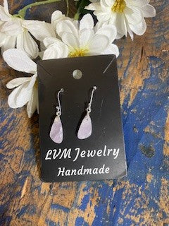 Pink Quartz Dangle Earrings on Sterling SIlver Hooks RCD