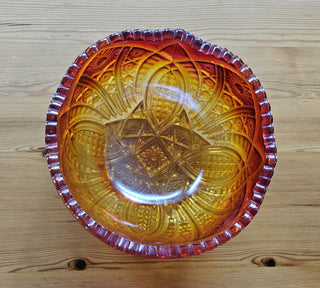 Vintage L.E.Smith Carnival Glass Indiana Amber Marigold Iridescent Heavy 9"