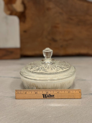 HANDMADE UPCYCLED CANDLE AVON CANDY DISH W/LID SCENT PEACH BELLANI|107284