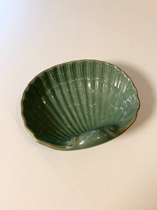 Vintage green clam shell trinket dish RSV|95618