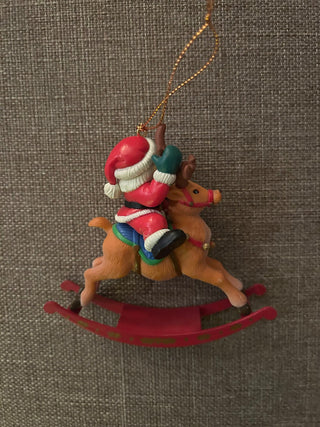 Santa Riding Rocking Reindeer Ornament   MTS|131923