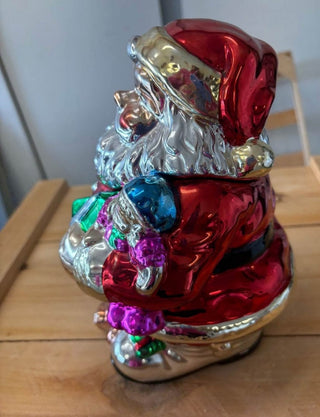 Vintage metallic Santa cookie jar,  RSV|120865