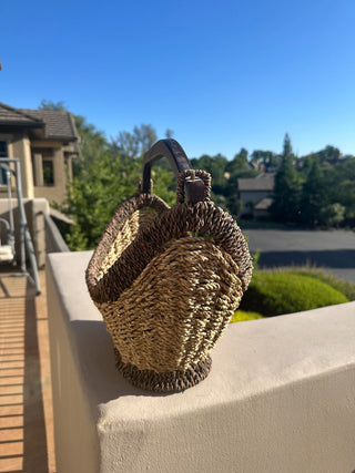 Wicker Basket - Metal Framed, two tone (brn/tan) 17"x14" RCD