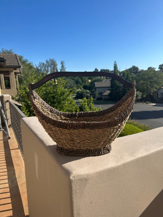 Wicker Basket - Metal Framed, two tone (brn/tan) 17"x14" RCD