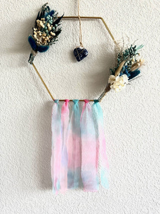 HANDMADE | Heart Sodalite Crystal Hexagon w/ Floral Wreath|98692