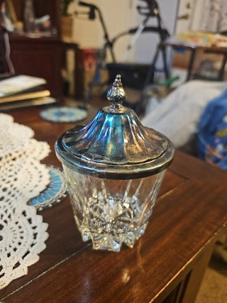 AD. Vintage Cut Crystal Condiment Jar