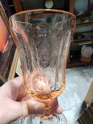 AY Vtg Pink Indiana Federal Glass Madrid Goblet RSV|62915