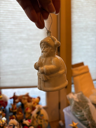 Vtg. Freddi Santa Bell Ornament, white 4" RCD|120973