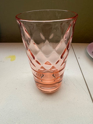 jeanette glass chantilly pink diamond optic saturn base tumbler rsv set of 5|157896