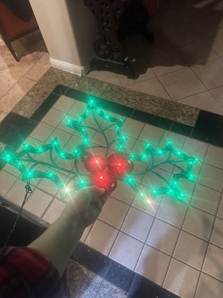 Vintage Christmas Holly Lighted Impact Plastics Christmas Decor 22.5 X 18" #47 VV MTS|141853