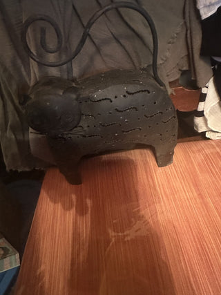 Metal Cat Tea light candleholder Sculpture Folkart #47 VV MTS