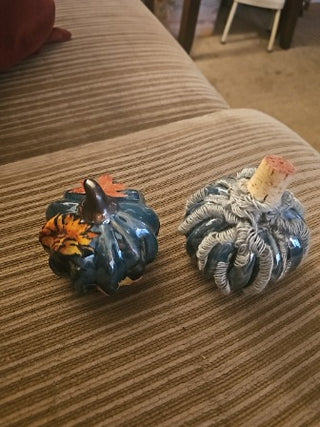 AD. Teal Glass Pecorative Pumpkin