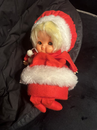 Vintage Musical Pixie Santa Girl Doll Animated plays " White Christmas " shelf Sit #62 VV MTS|141595
