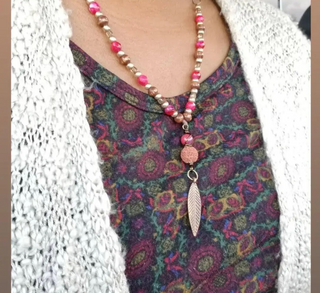 bri.craftique - Red Shell Beaded Leaf Necklace (BRI) - MTS|118718