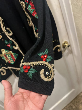 Theme Works Kikit Christmas Sweater Women S Beaded Sequin Embroider gift boxes #63 VV MTS|133078