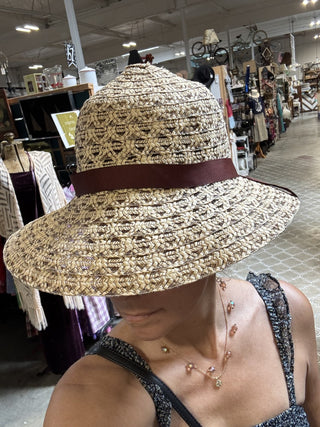 Rafia Sun Hat Brown Ribbon MTS|93099