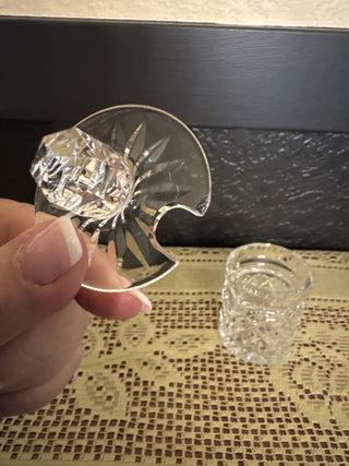 Vintage Crystal Mini Jam Jar as is with small chip on lid-RCD|71867