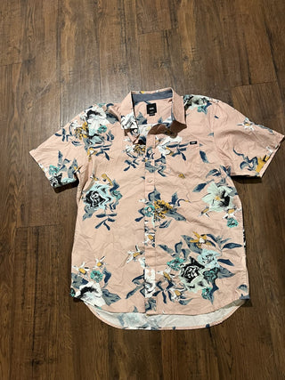 Men's Vans Pink Floral Hawaiian Shirt, Size Medium RCD
