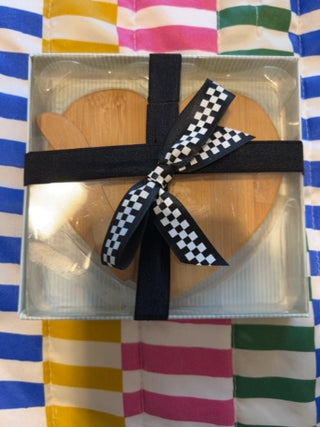 NEW Kate Aspen "Tastefully Yours" heart-shaped bamboo cheese board set