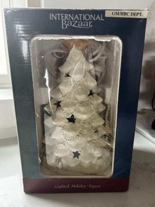 "JCPENNEY HOME COLLECTION PORCELAIN CHRISTMAS TREE NIGHT LIGHT" Gold Beautiful-RSV|122243