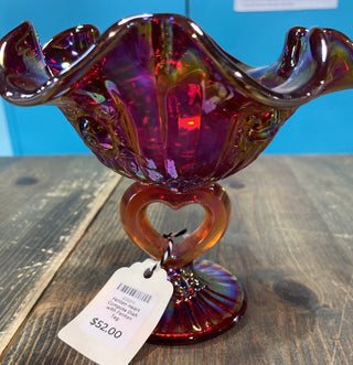 Fenton Heart Compote Dish with Fenton Tag rcd|84370