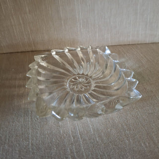 Vtg Clear Spiral Glass Ashtray Medium|66192