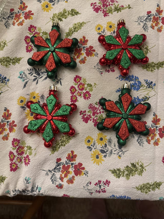 Red and Green Snowflake Ornament - sold Separately - RCD|130056