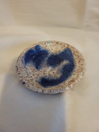 Tan & Blue 4" Pottery Trinket Dish RCD